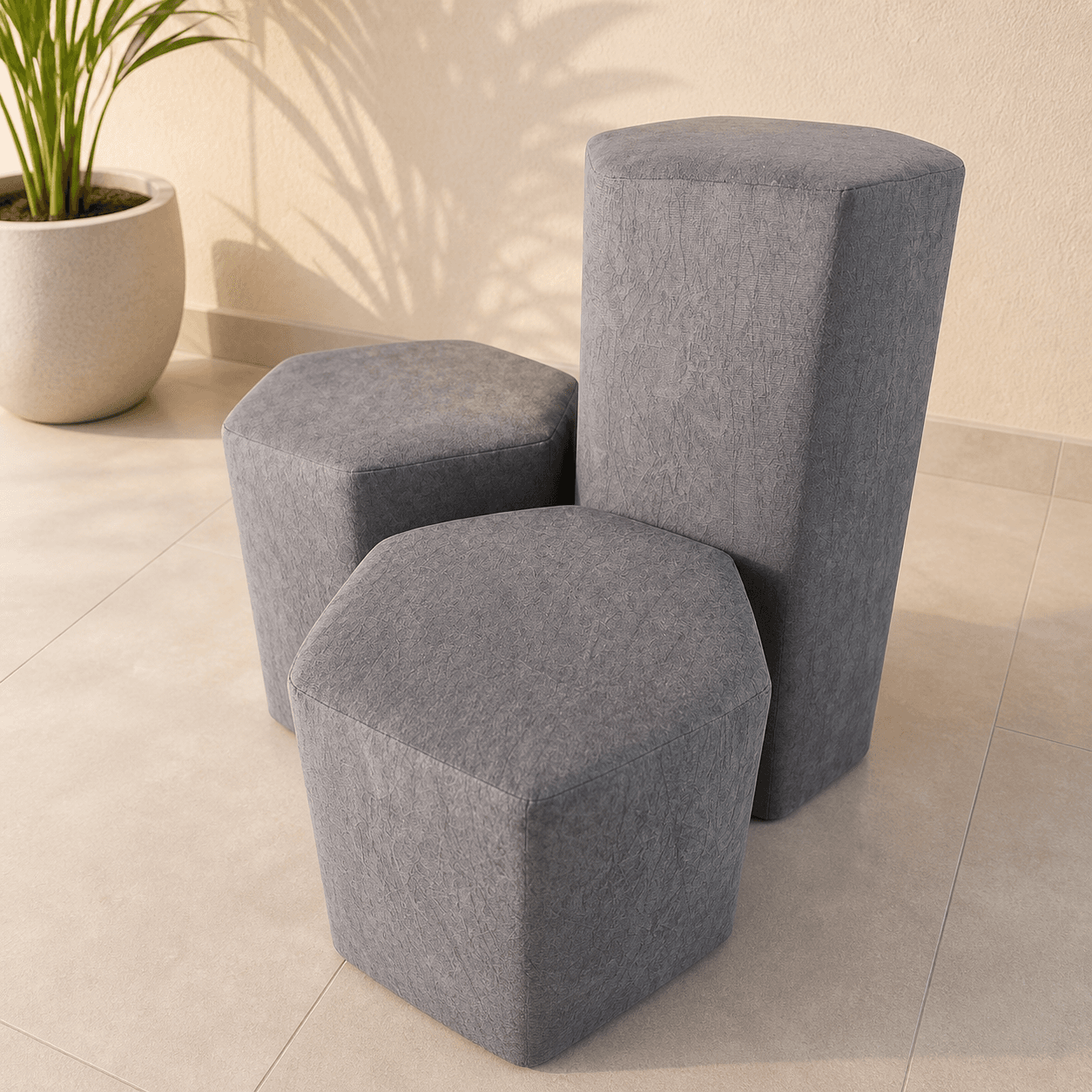 Puff Hexagonal com design geométrico